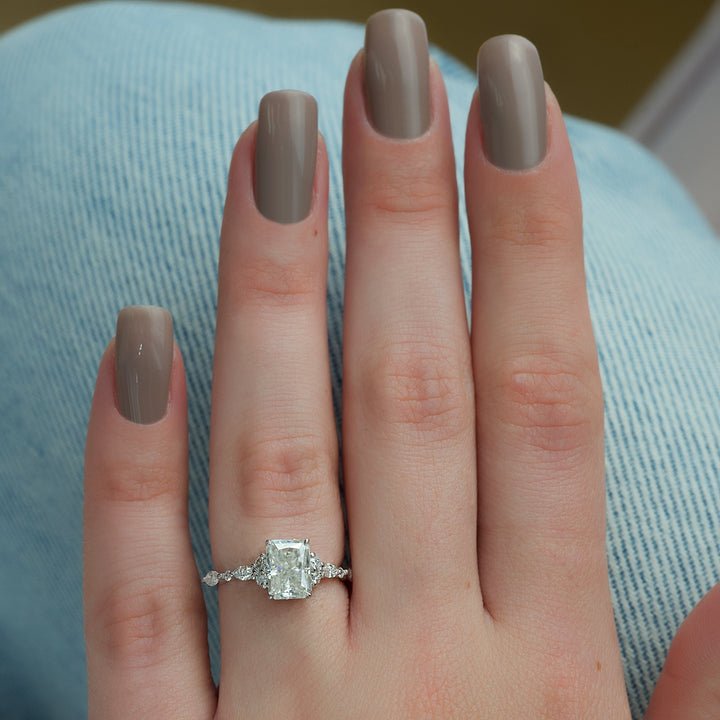 The Kaiden Radiant Lab Diamond Moissanite Engagement Ring *Shown with 2 ct #material_white