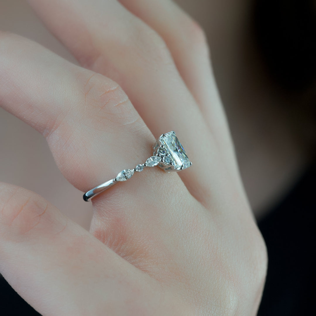 The Kaiden Radiant Lab Diamond Moissanite Engagement Ring