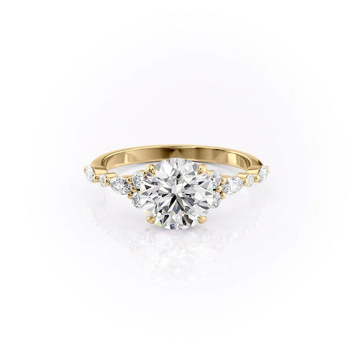 The Kaiden Set With Round Side Stone Lab Diamond 1 Carat 14K Gold#material_gold