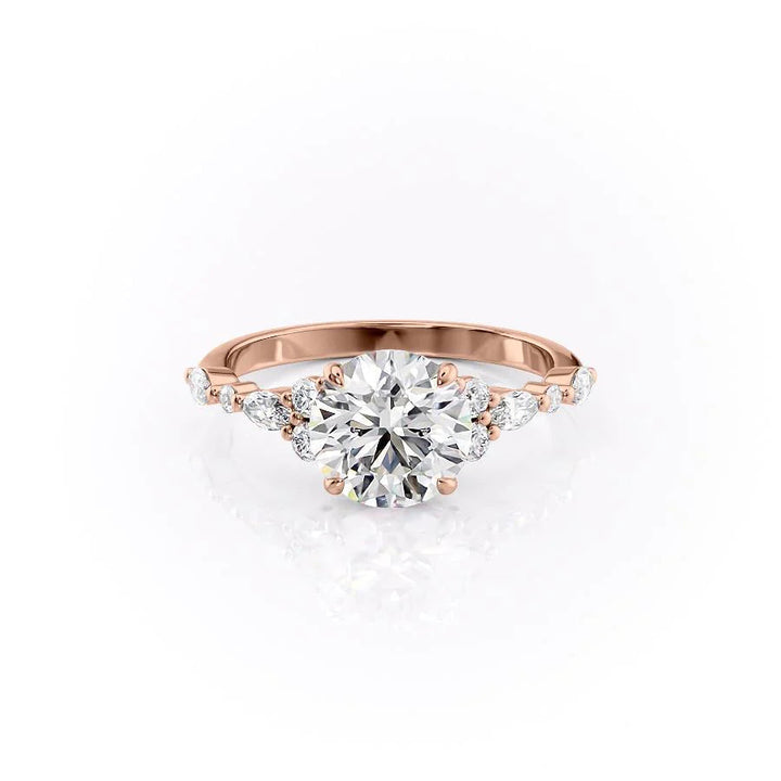 The Kaiden Set With Round Side Stone Lab Diamond 1 Carat 14K Rose#material_rose