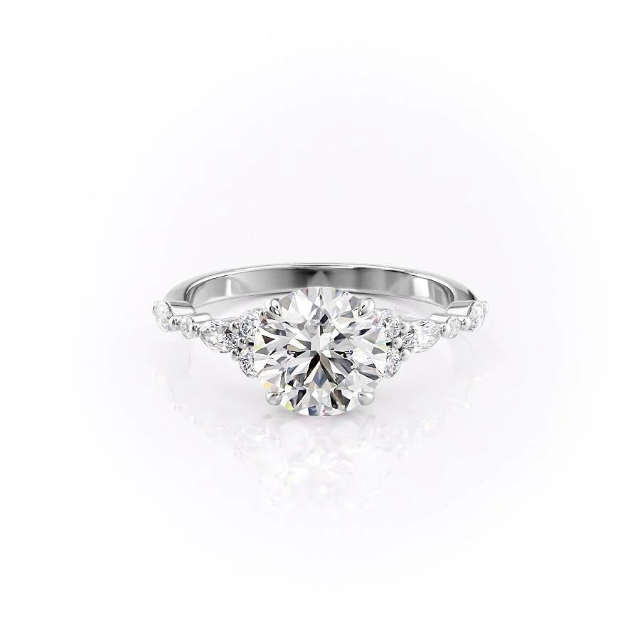 The Kaiden Set With Round Side Stone Lab Diamond 1 Carat 14K White#material_white