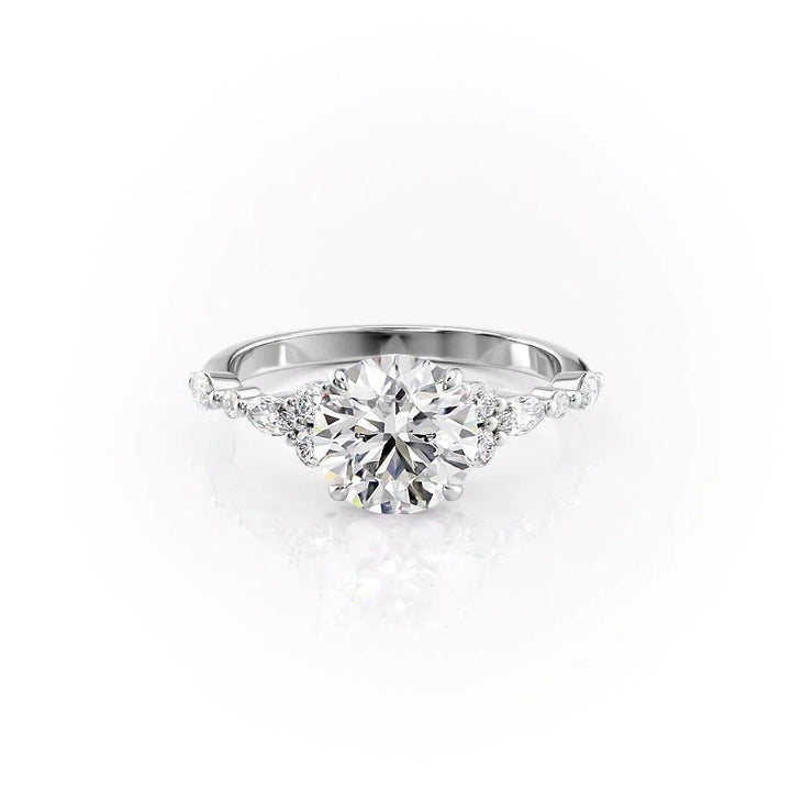 The Kaiden Set With Round Side Stone Lab Diamond 1 Carat 14K White#material_white