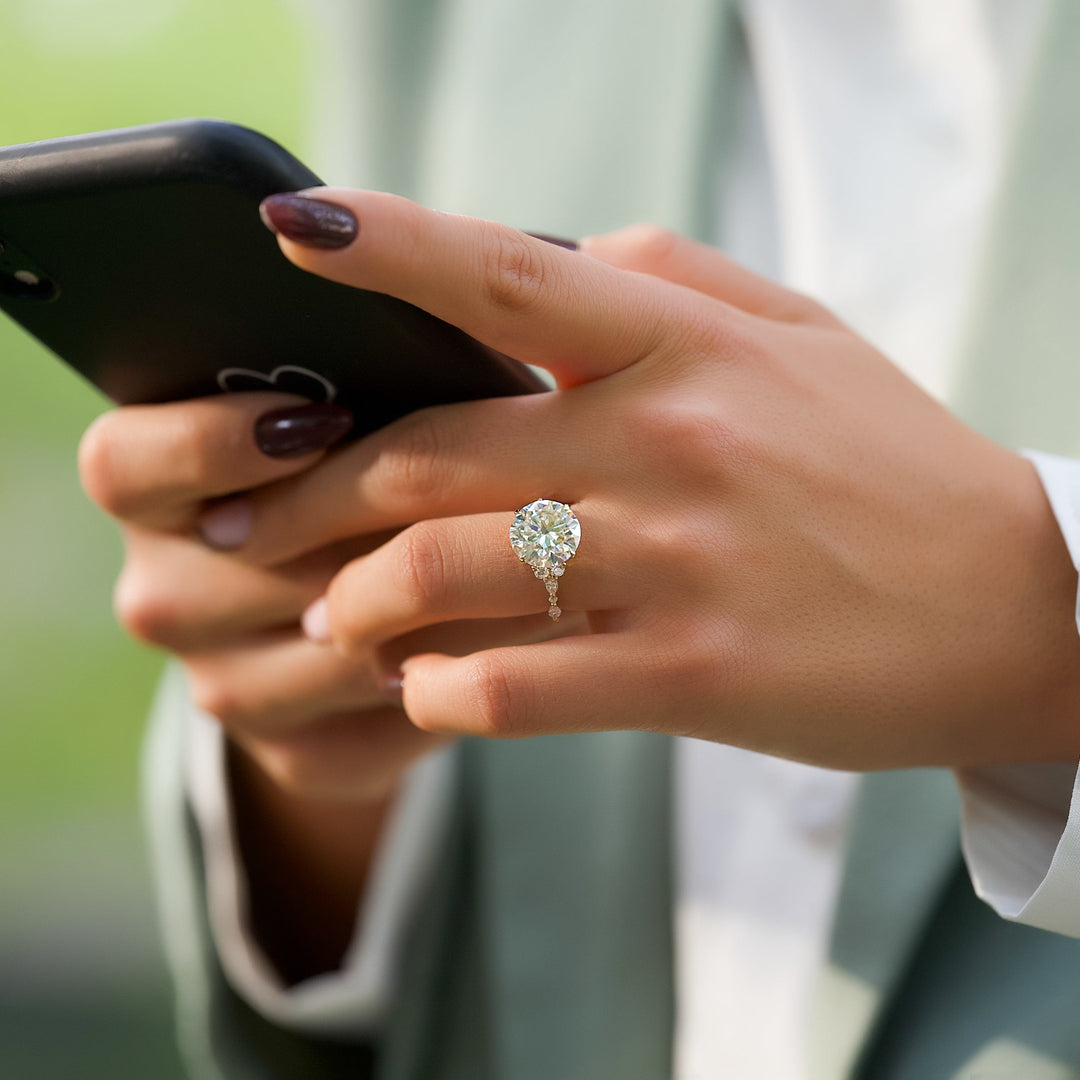 The Kaiden Round Lab Diamond Moissanite Engagement Ring