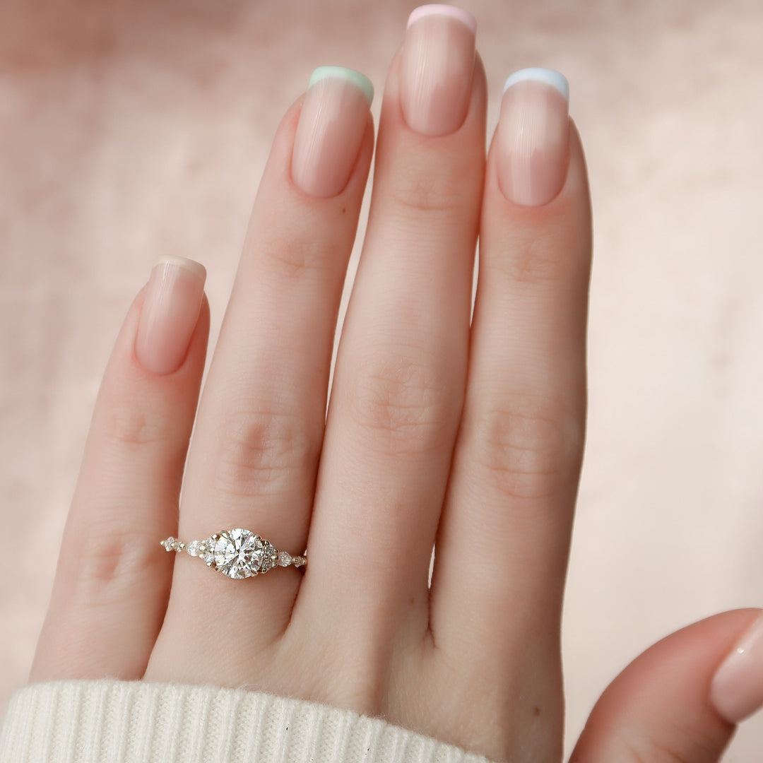 The Kaiden Round Lab Diamond Moissanite Engagement Ring