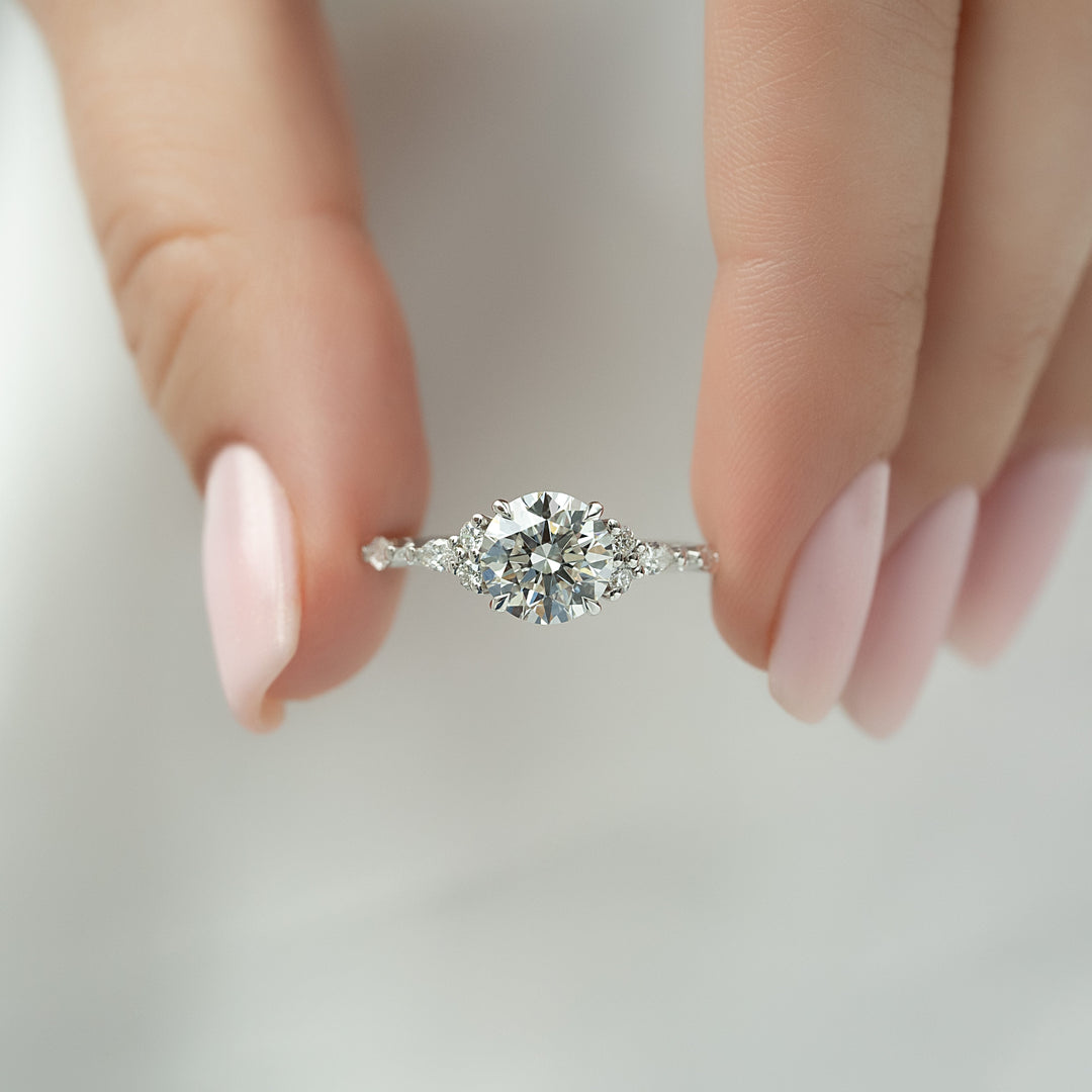 The Kaiden Round Lab Diamond Moissanite Engagement Ring
