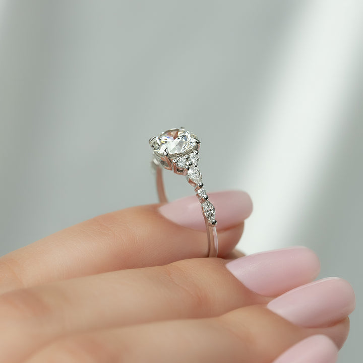 The Kaiden Round Lab Diamond Moissanite Engagement Ring *Shown with 2 ct #material_white