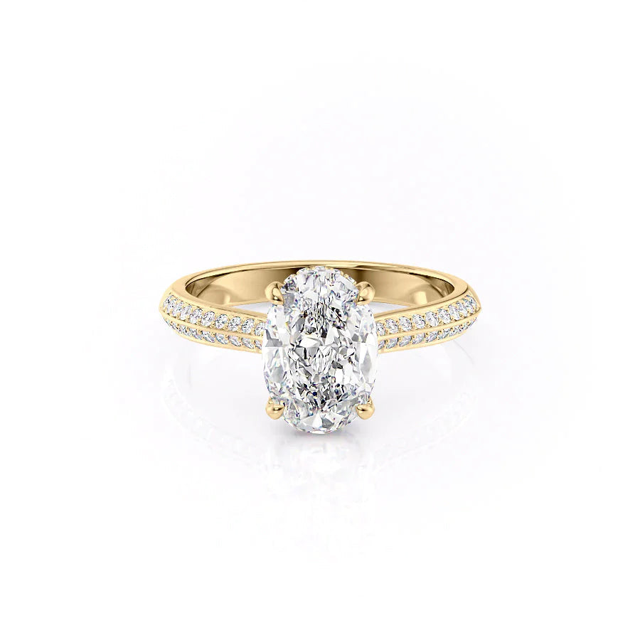 The Kaira Set With Oval Pave Lab Diamond 1 Carat 14K Gold#material_gold