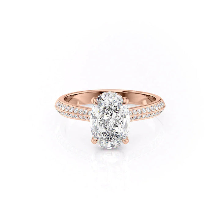 The Kaira Set With Oval Pave Lab Diamond 1 Carat 14K Rose#material_rose