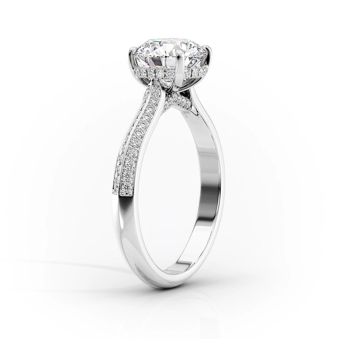 The Kaira Set With Oval Pave Lab Diamond 1.5 Carat 14K White#material_white