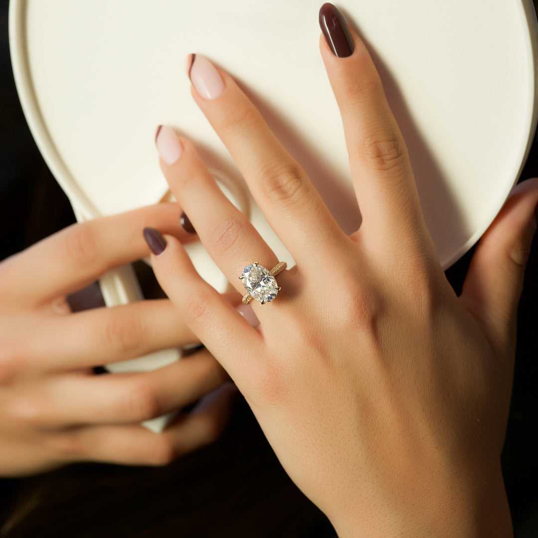 The Kaira Oval Lab Diamond Moissanite Engagement Ring