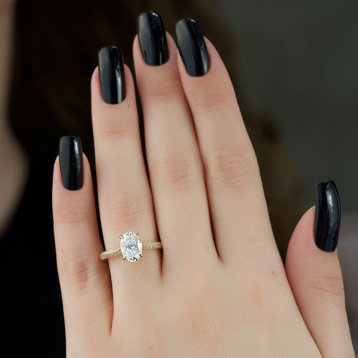 The Kaira Oval Lab Diamond Moissanite Engagement Ring *Shown with 2 ct #material_gold