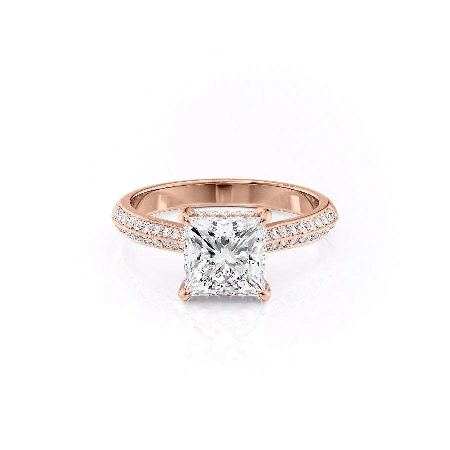 The Kaira Set With Princess Pave Lab Diamond 1 Carat 14K Rose#material_rose