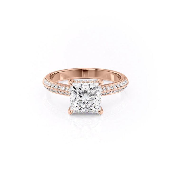The Kaira Set With Princess Pave Lab Diamond 1 Carat 14K Rose#material_rose