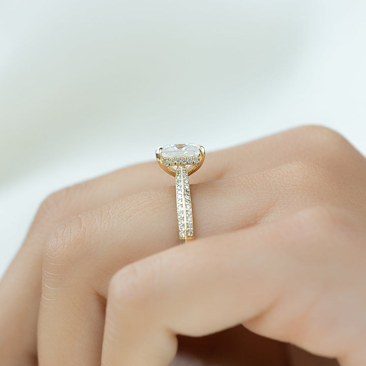 The Kaira Princess Lab Diamond Moissanite Engagement Ring *Shown with 2.5 ct #material_gold