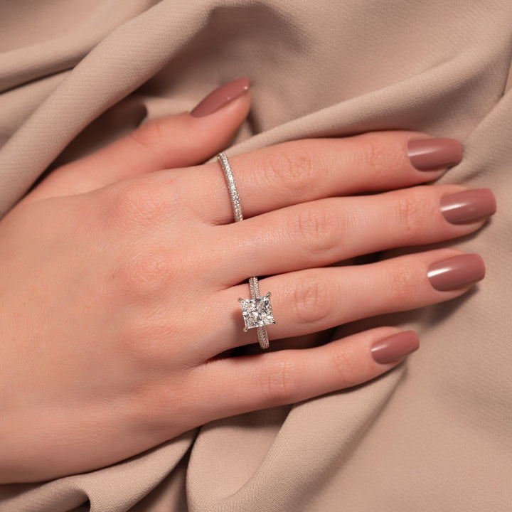 The Kaira Princess Lab Diamond Moissanite Engagement Ring *Shown with 2.5 ct #material_white