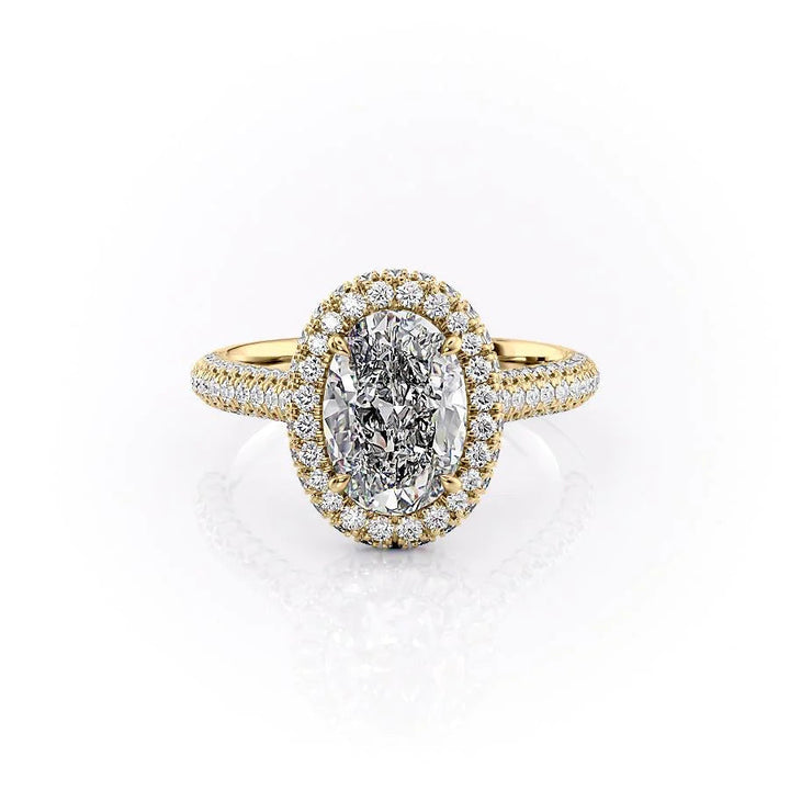 The Katelyn Set With Oval Pave Lab Diamond 1 Carat 14K Gold#material_gold