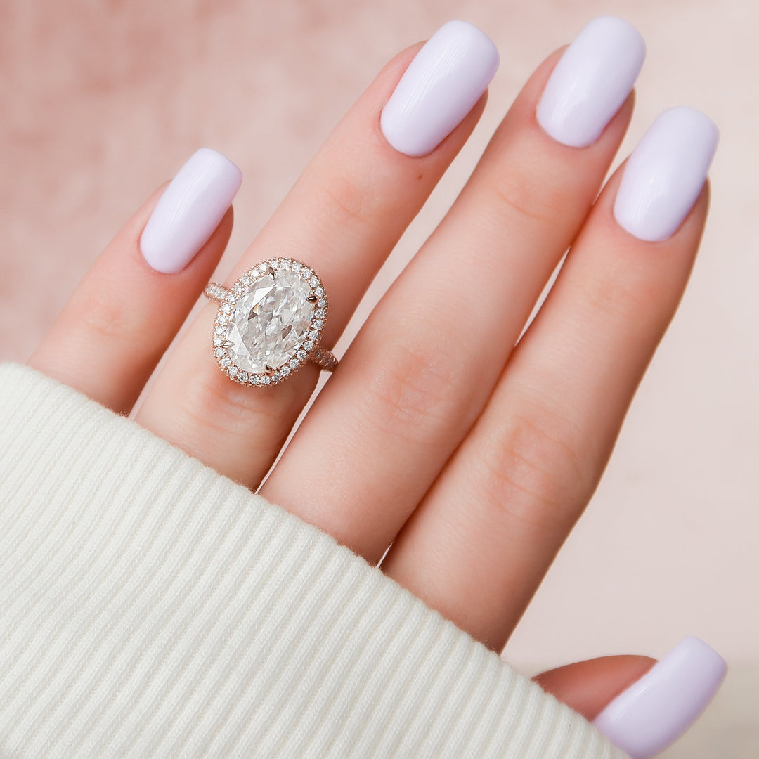 The Katelyn Oval Lab Diamond Moissanite Engagement Ring
