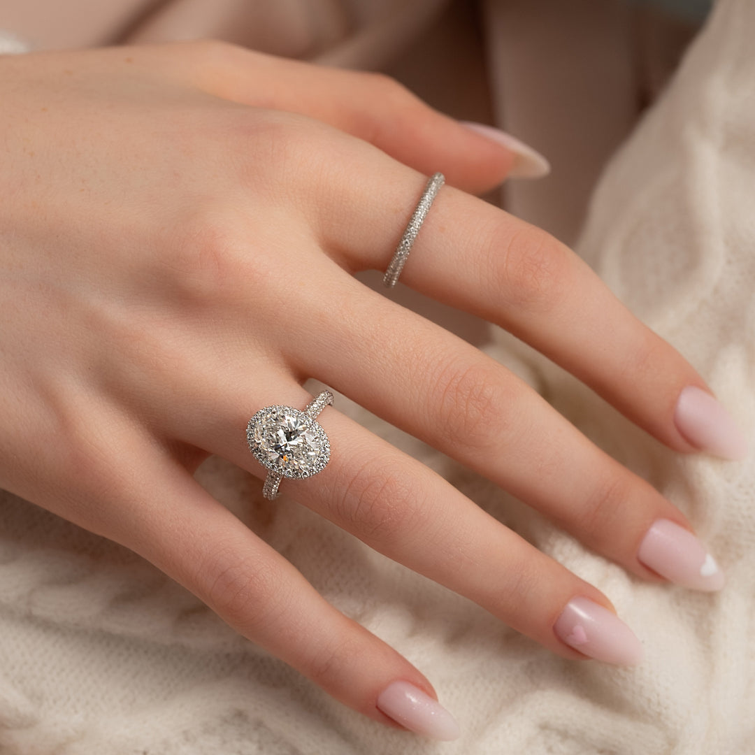 The Katelyn Oval Lab Diamond Moissanite Engagement Ring
