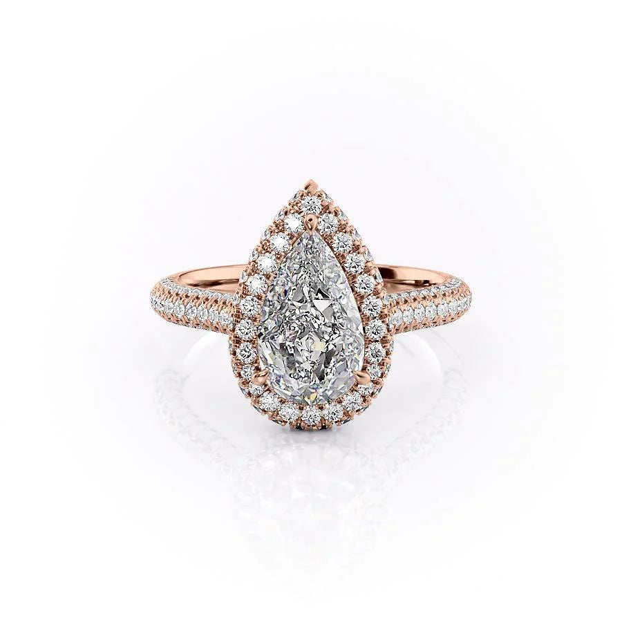 The Katelyn Set With Pear Pave Lab Diamond 1 Carat 14K Rose#material_rose