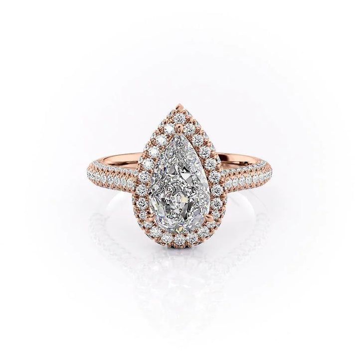 The Katelyn Set With Pear Pave Lab Diamond 1 Carat 14K Rose#material_rose