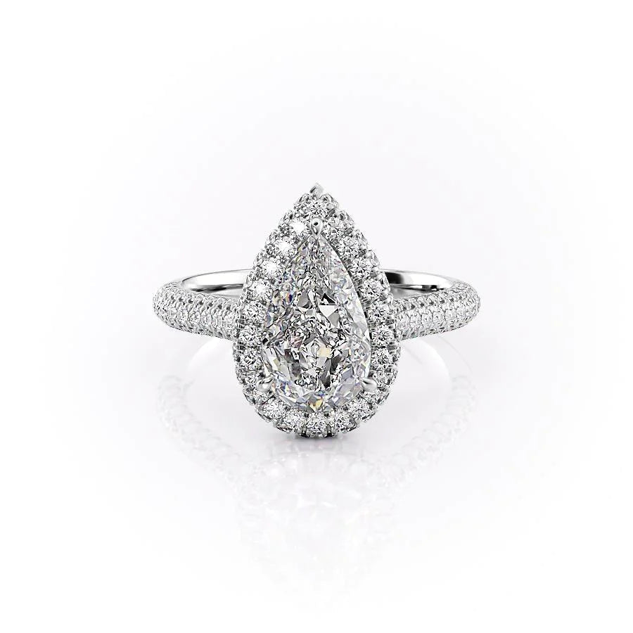The Katelyn Set With Pear Pave Lab Diamond 1 Carat 14K White#material_white