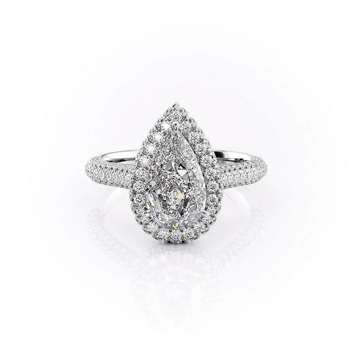 The Katelyn Set With Pear Pave Lab Diamond 1 Carat 14K White#material_white