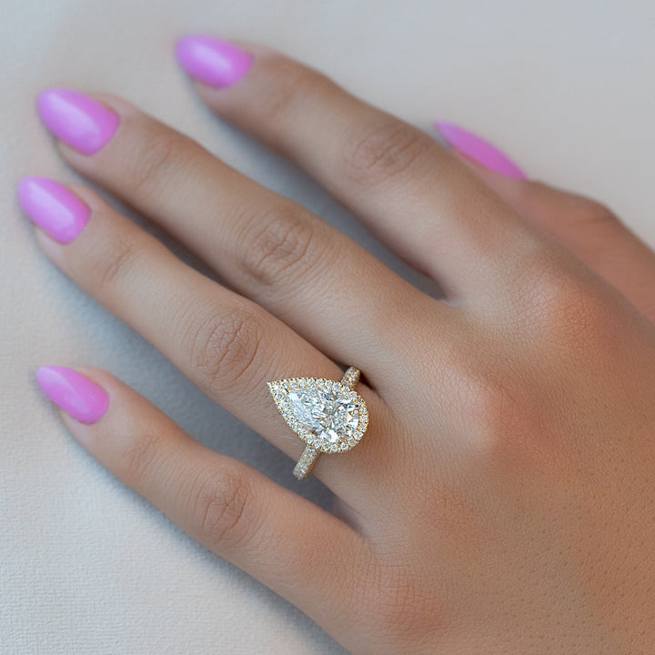 The Katelyn Pear Lab Diamond Moissanite Engagement Ring *Shown with 3 ct #material_gold