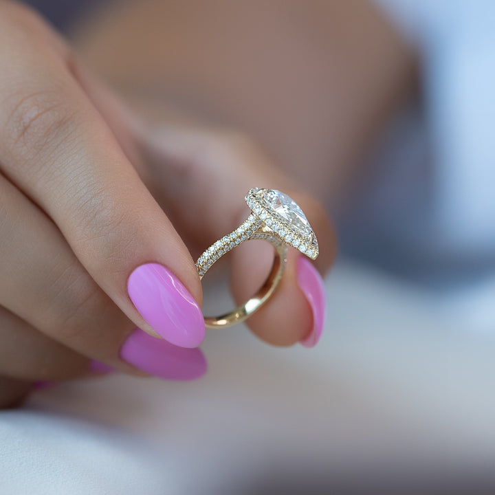 The Katelyn Pear Lab Diamond Moissanite Engagement Ring *Shown with 3 ct #material_gold
