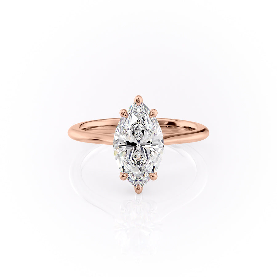 The Kendall Set With Marquise Solitaire Lab Diamond 1 Carat 14K Rose#material_rose