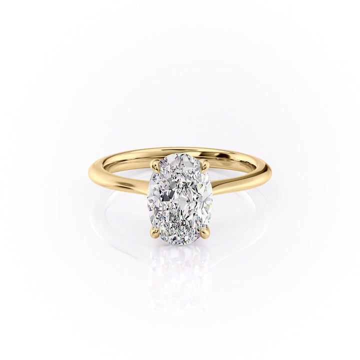 The Kendall Set With Oval Solitaire Lab Diamond 1 Carat 14K Gold#material_gold