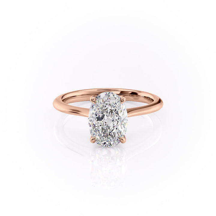 The Kendall Set With Oval Solitaire Lab Diamond 1 Carat 14K Rose#material_rose