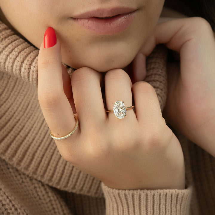 The Kendall Oval Lab Diamond Moissanite Engagement Ring *Shown with 3.5 ct #material_gold