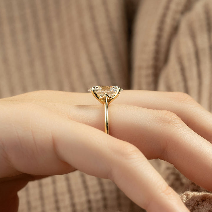 The Kendall Oval Lab Diamond Moissanite Engagement Ring *Shown with 3.5 ct #material_gold