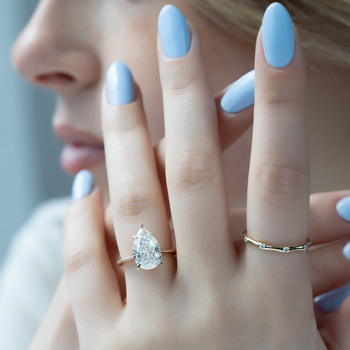 The Kendall Pear Lab Diamond Moissanite Engagement Ring *Shown with 3.5 ct #material_gold