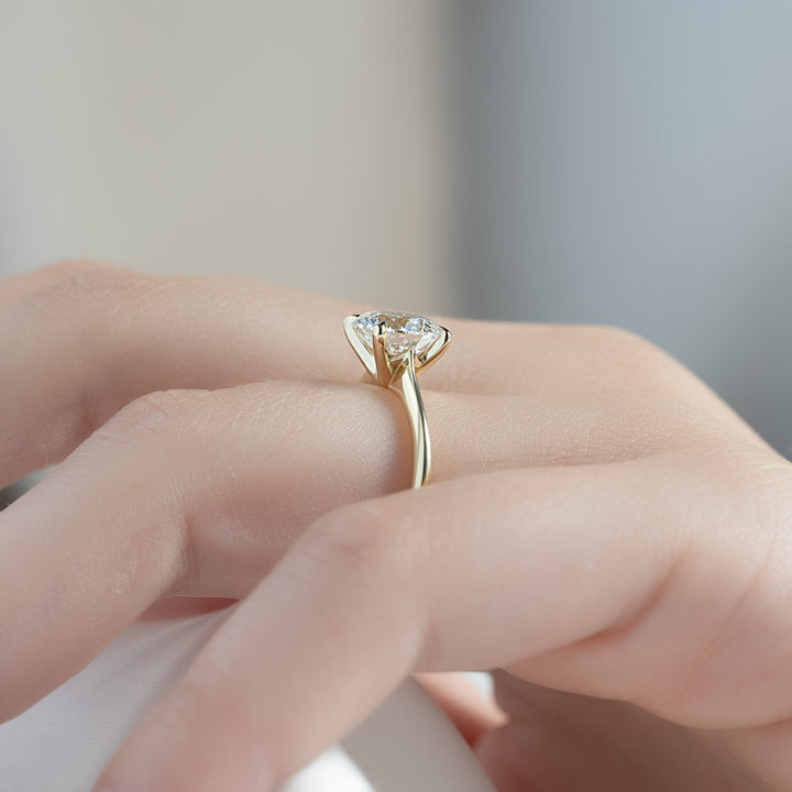 The Kendall Round Lab Diamond Moissanite Engagement Ring *Shown with 2 ct #material_gold