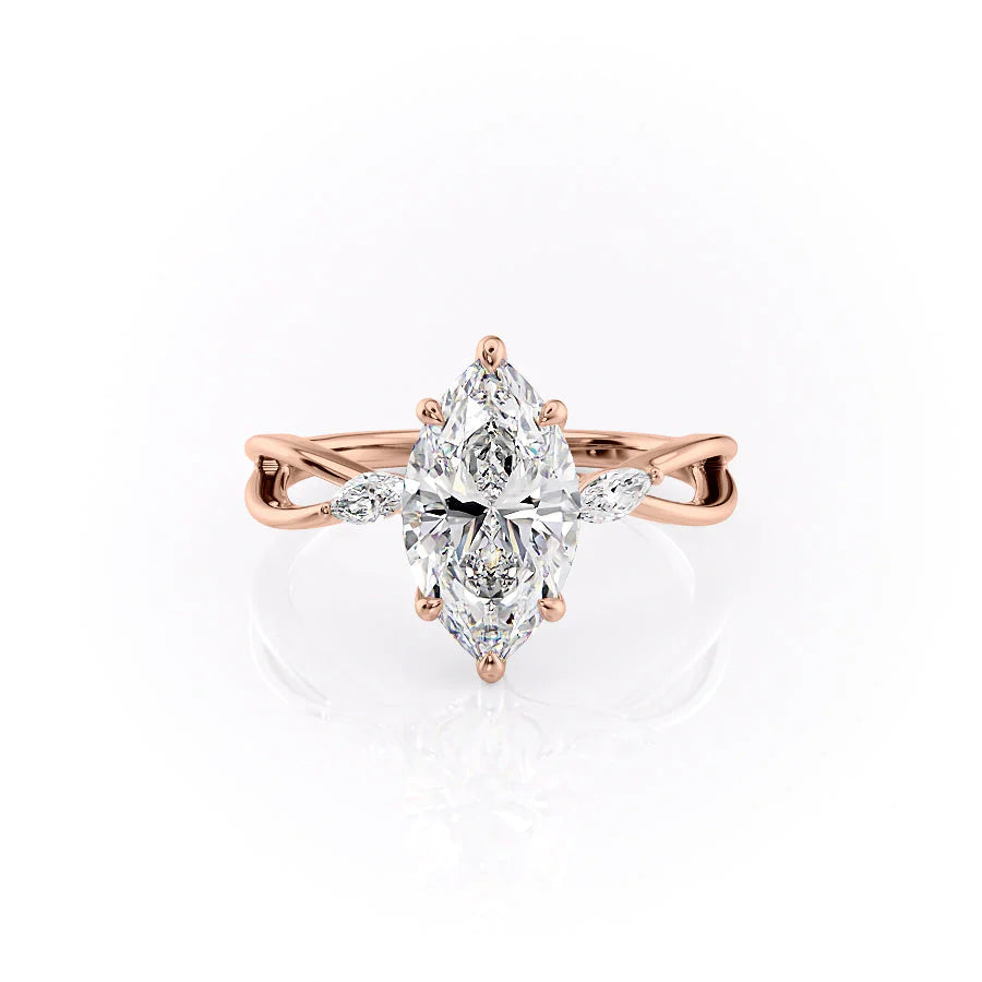 The Kimberly Set With Marquise Side Stone Lab Diamond 1 Carat 14K Rose#material_rose