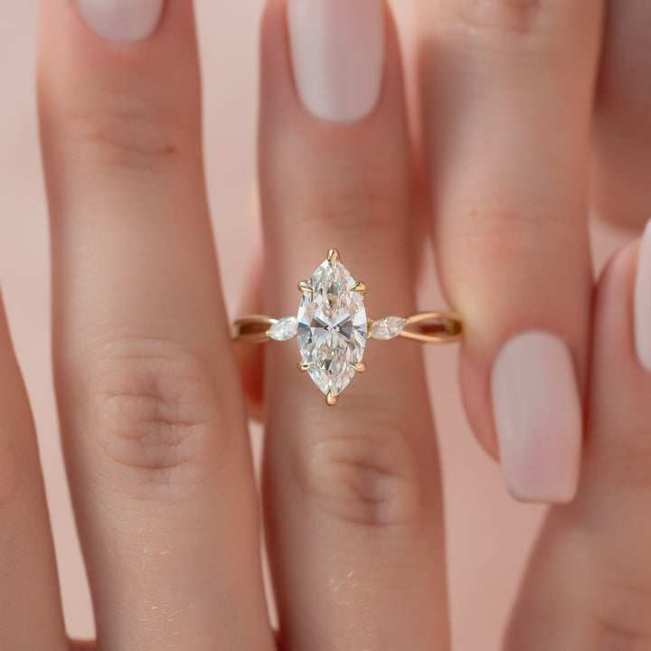 The Kimberly Marquise Lab Diamond Moissanite Engagement Ring *Shown with 2 ct #material_gold