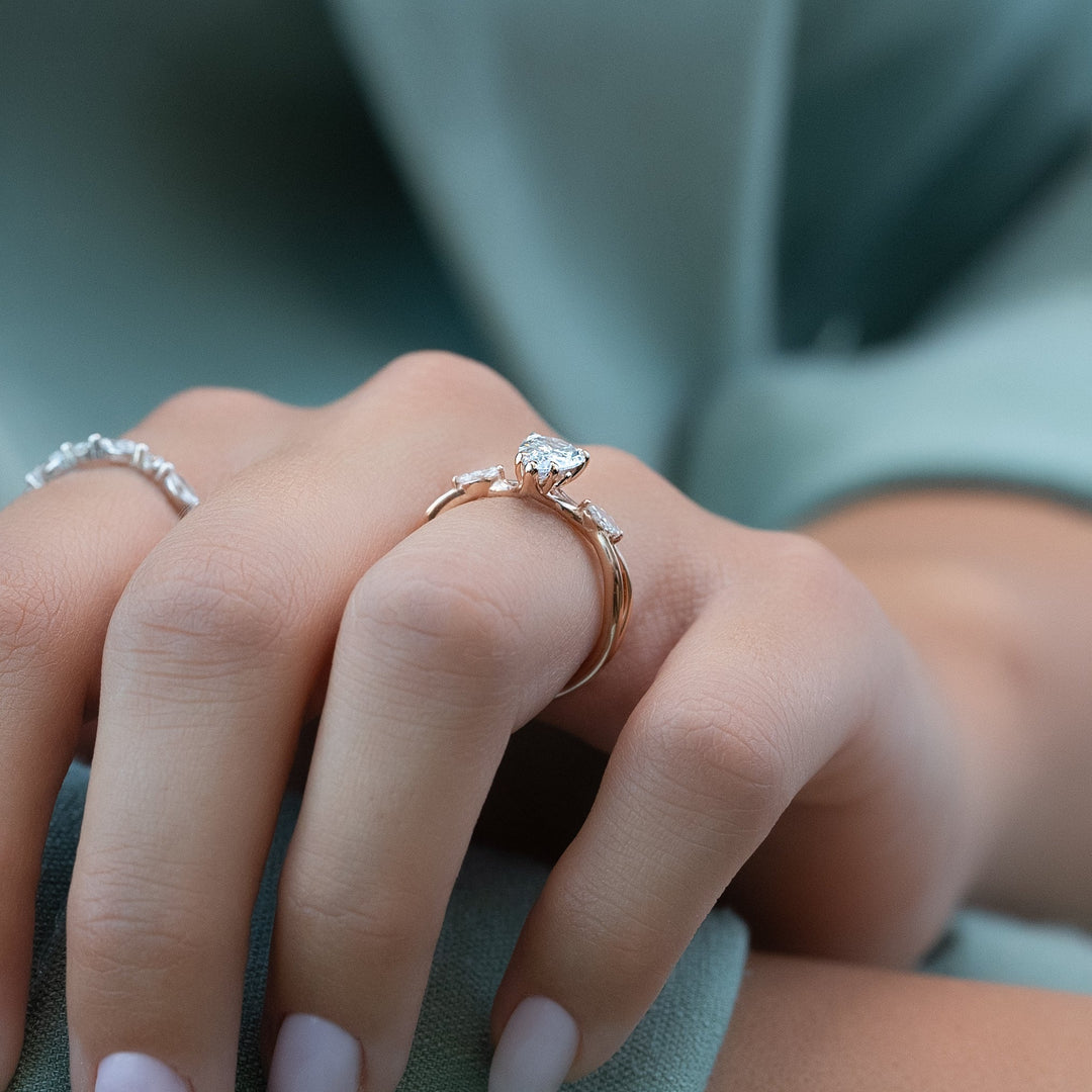 The Kimberly Pear Lab Diamond Moissanite Engagement Ring