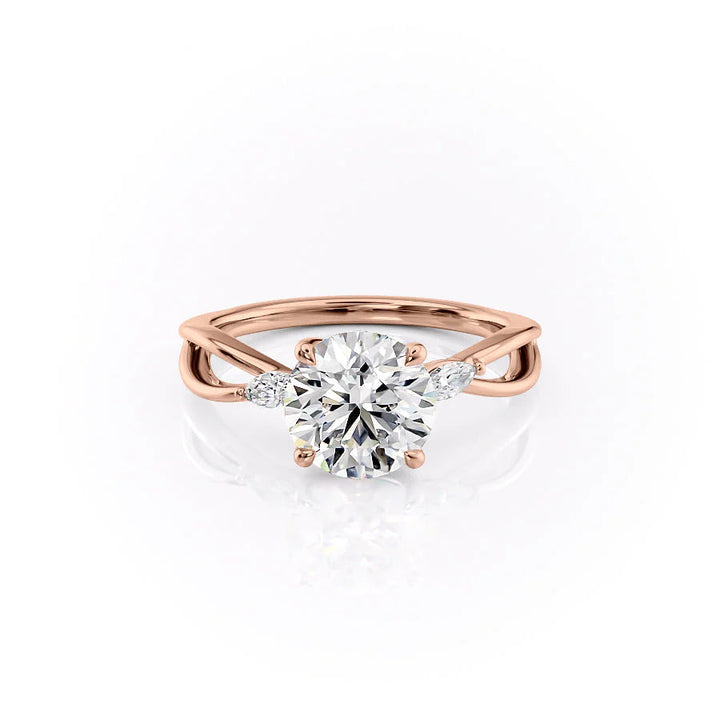 The Kimberly Set With Round Side Stone Lab Diamond 1 Carat 14K Rose#material_rose