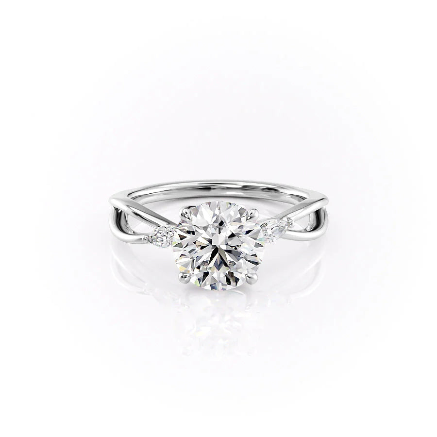 The Kimberly Set With Round Side Stone Lab Diamond 1 Carat 14K White#material_white
