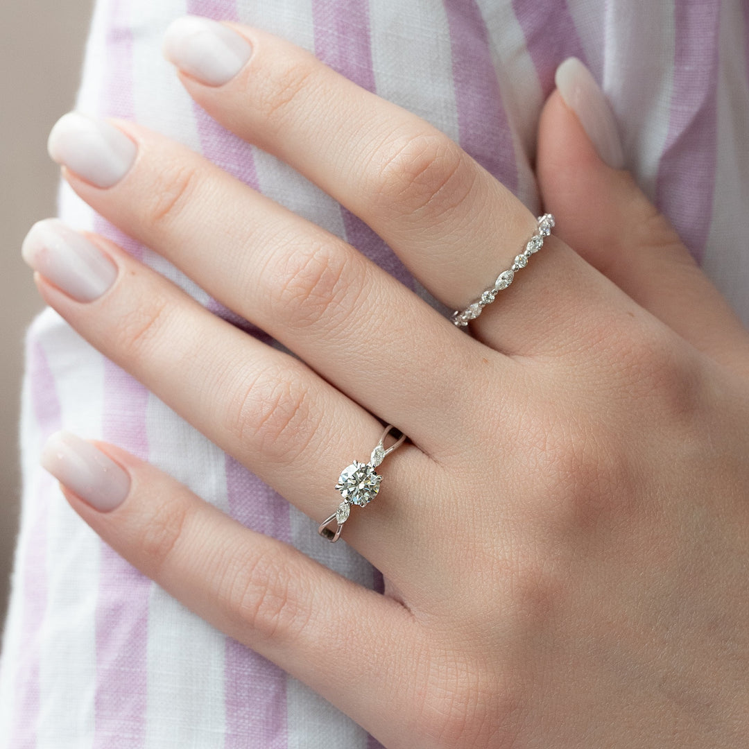 The Kimberly Round Lab Diamond Moissanite Engagement Ring