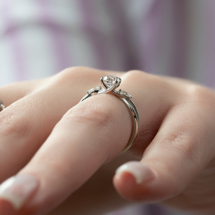 The Kimberly Round Lab Diamond Moissanite Engagement Ring *Shown with 1 ct #material_white