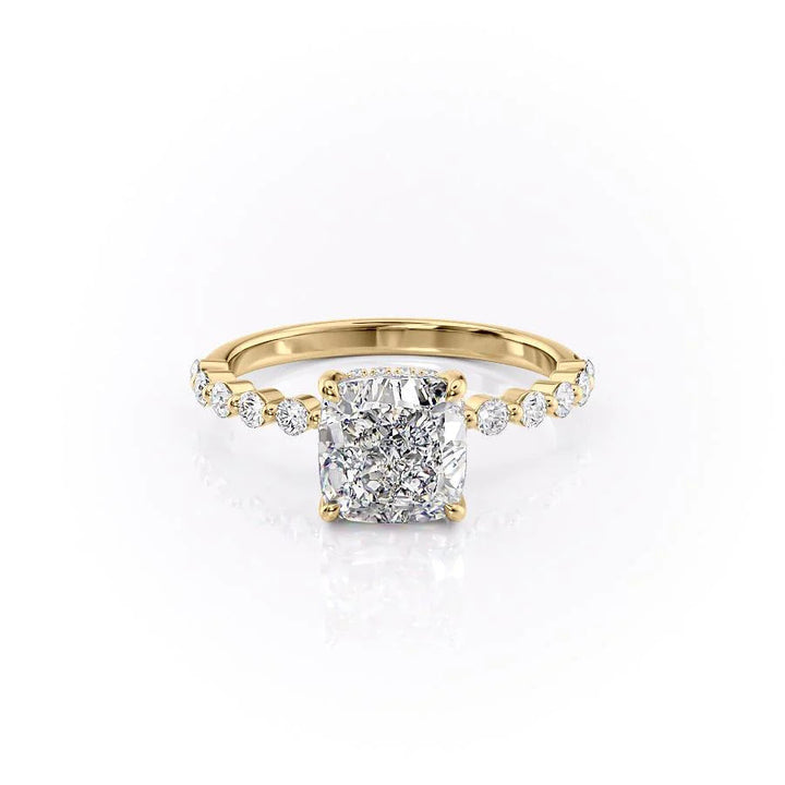 The Kimora Set With Cushion Side Stone Lab Diamond 1 Carat 14K Gold#material_gold