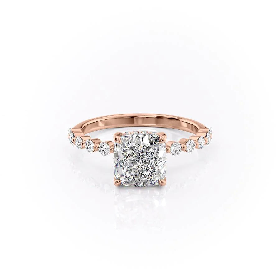 The Kimora Set With Cushion Side Stone Lab Diamond 1 Carat 14K Rose#material_rose