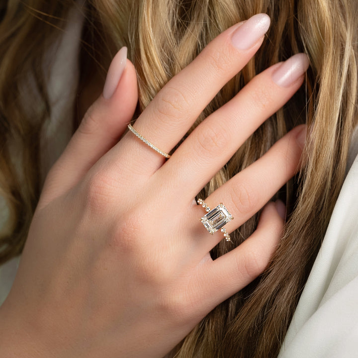 The Kimora Emerald Lab Diamond Moissanite Engagement Ring *Shown with 4 ct #material_gold