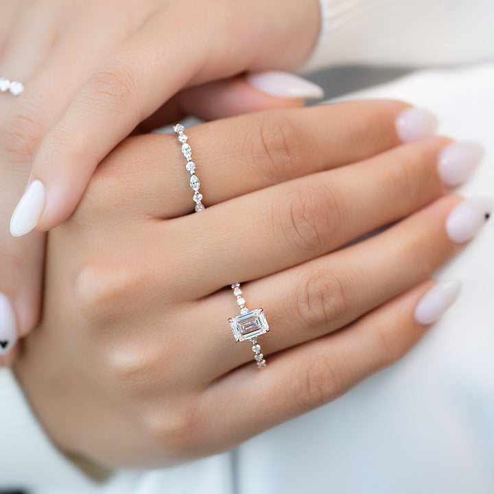 The Kimora Emerald Lab Diamond Moissanite Engagement Ring *Shown with 1.5 ct #material_rose