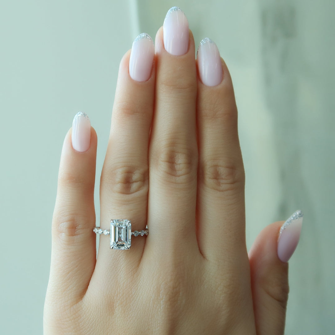 The Kimora Set With Emerald Side Stone Moissanite#material_white