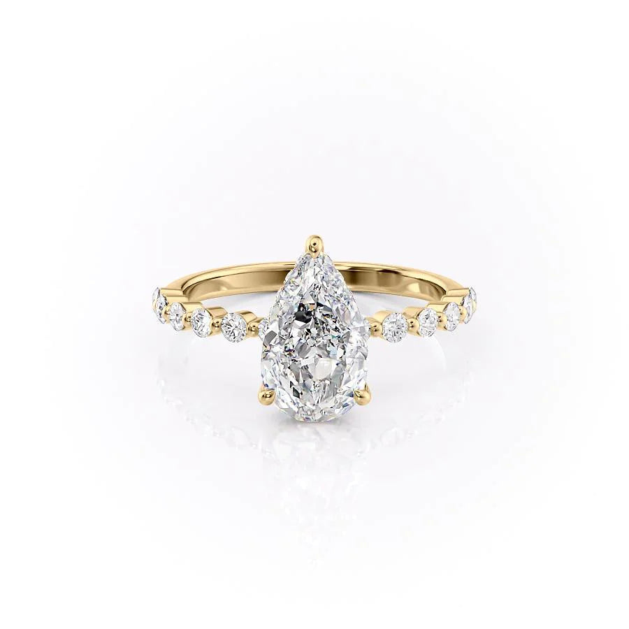 The Kimora Set With Pear Side Stone Lab Diamond 1 Carat 14K Gold#material_gold