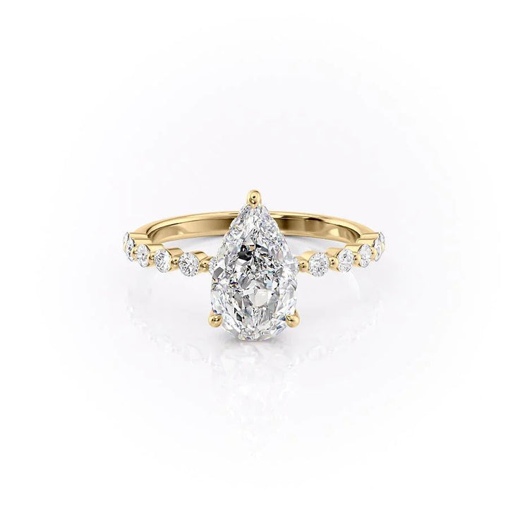 The Kimora Set With Pear Side Stone Lab Diamond 1 Carat 14K Gold#material_gold