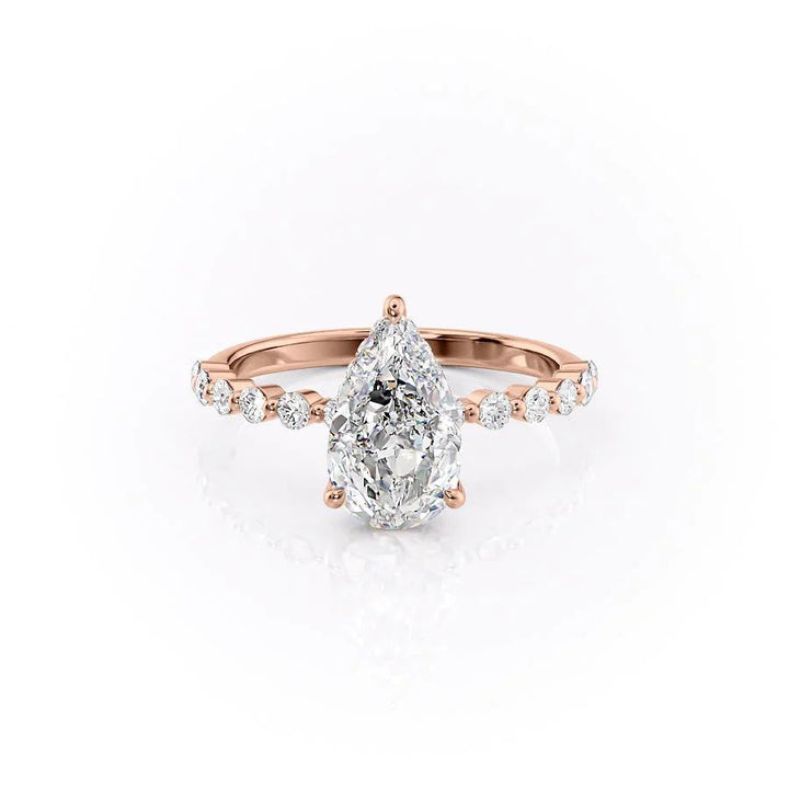 The Kimora Set With Pear Side Stone Lab Diamond 1 Carat 14K Rose#material_rose